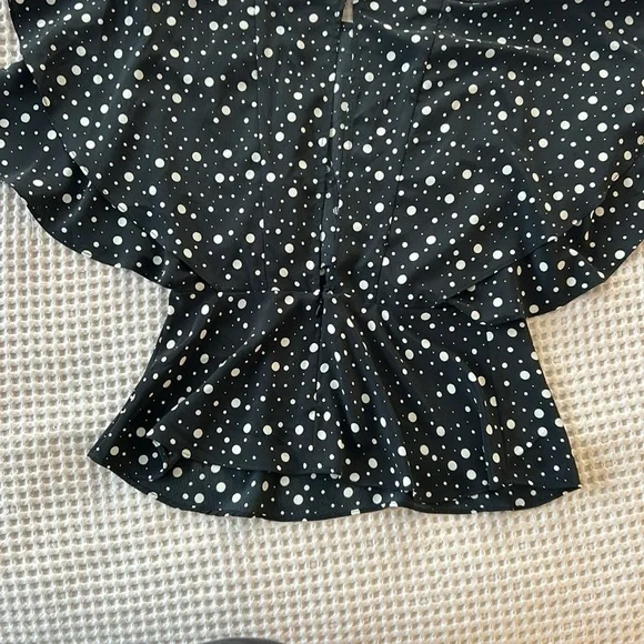 Chic Black and White Polka Dot Ruffle Top - Picture 9 of 10